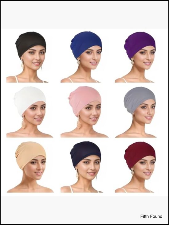 9 Piece Pre-Tied Chemo Head Scarf Set Stretchy Turban Beanies for Women main image 6